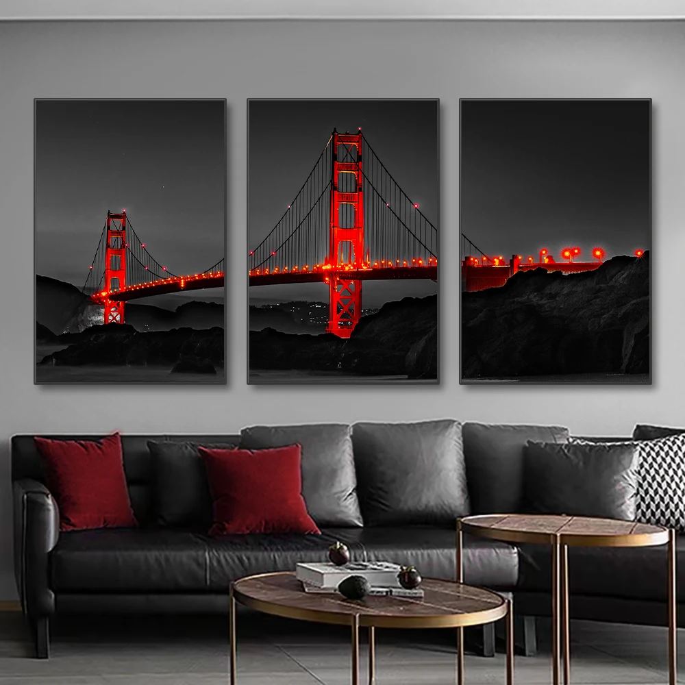 Photography Angle - 3PCS Frameless Poster Golden Gate Bridge