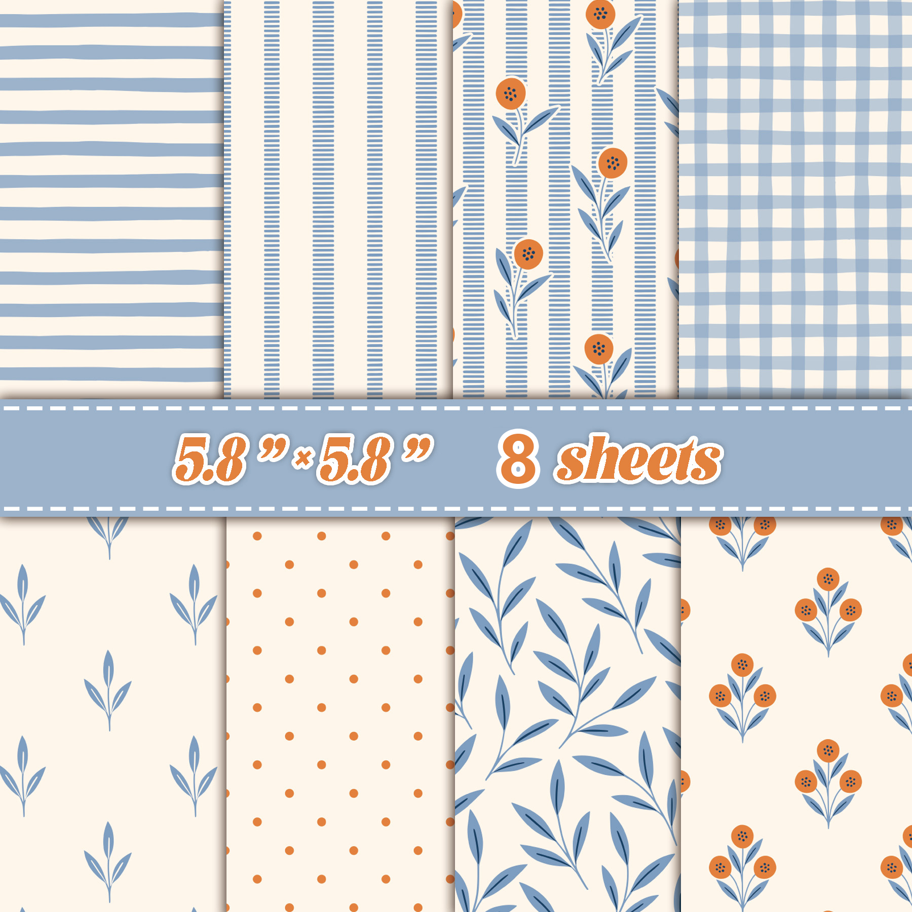 Photography Journal - 8 Sheets Fresh Plaid Scrapbook Papers