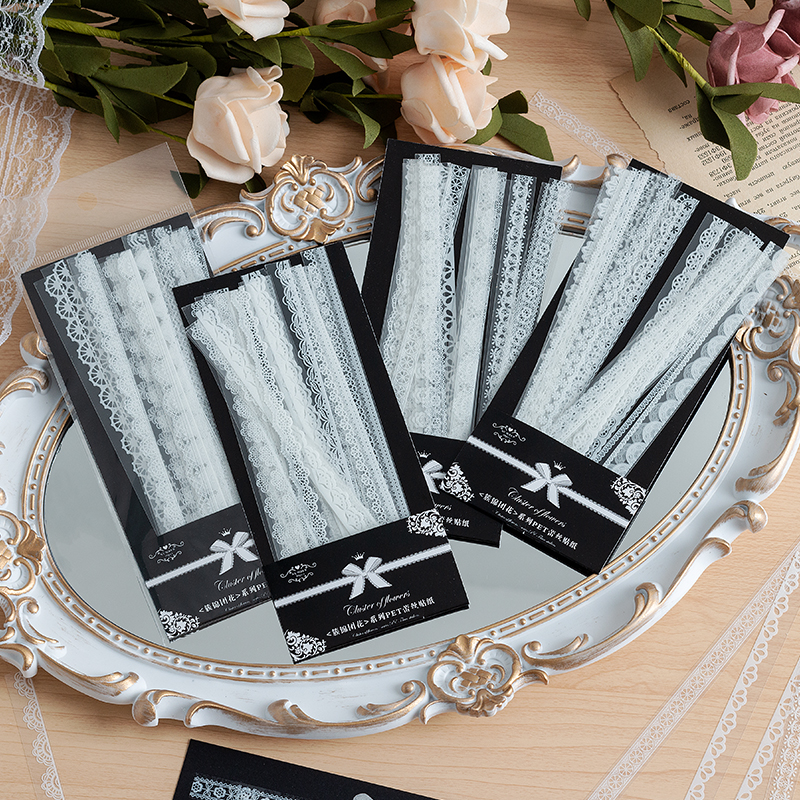Photography Journal - 30pcs Retro Floral White Lace Sticker