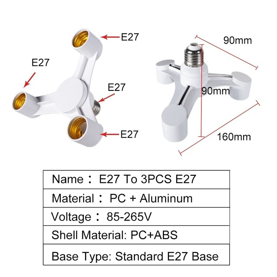 Bulbs Socket 3In1 E27 to E27 e - مراجعة Photography Bulb وسعره