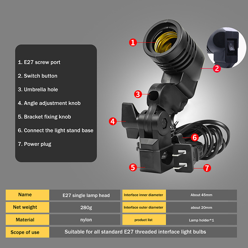 E27 AC Socket Lamp Single Head - مراجعة Photography Bulb وسعره