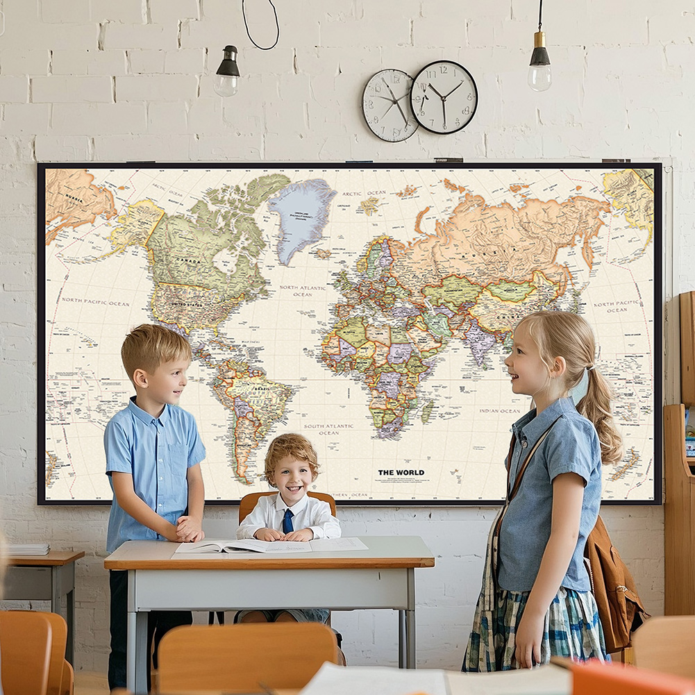 150x225cm Retro World Map Phot - مراجعة Photography Mapped وسعره