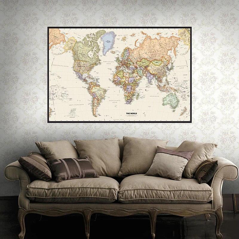150x225cm Retro World Map Phot - مراجعة Photography Mapped وسعره