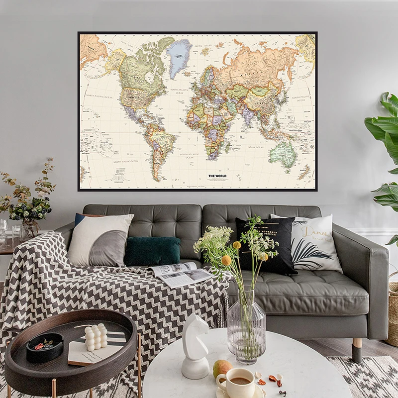 150x225cm Retro World Map Phot - مراجعة Photography Mapped وسعره