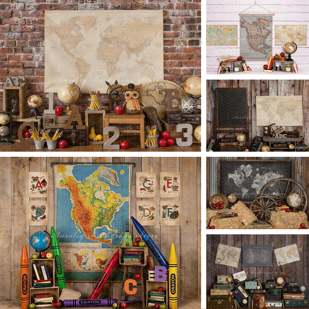 Vintage World Map Globes Geogr - مراجعة Photography Mapped وسعره