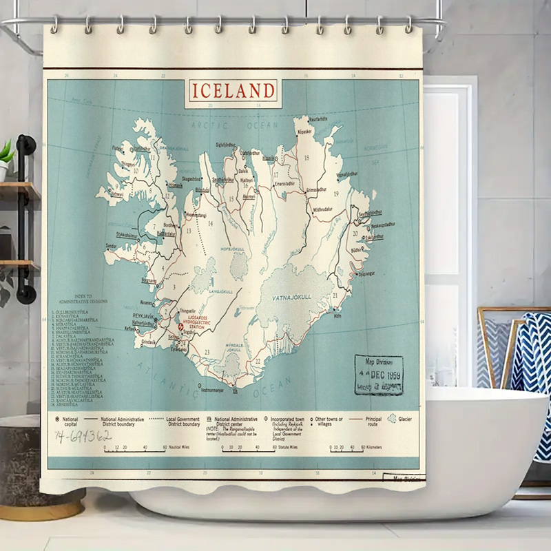 Iceland Map Shower Curtain Vin - مراجعة Photography Mapped وسعره