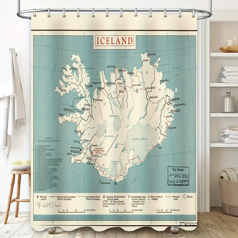 Iceland Map Shower Curtain Vin - مراجعة Photography Mapped وسعره