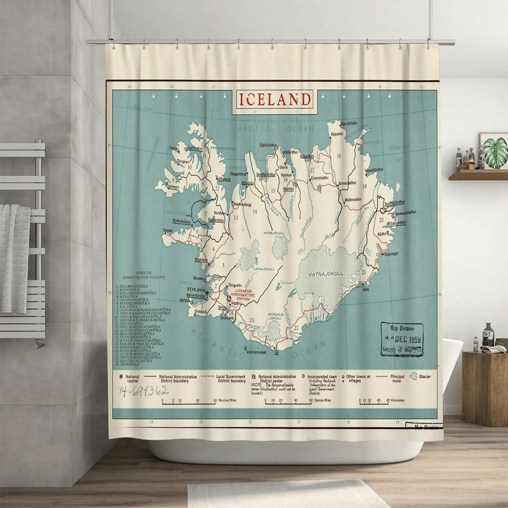 Iceland Map Shower Curtain Vin - مراجعة Photography Mapped وسعره