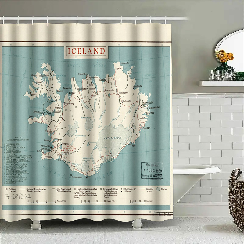 Iceland Map Shower Curtain Vin - مراجعة Photography Mapped وسعره