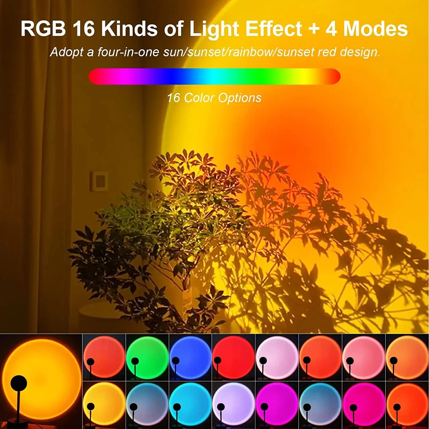 16 Color Sunset Lamp,RGB Mood  - مراجعة Photography Bulb وسعره