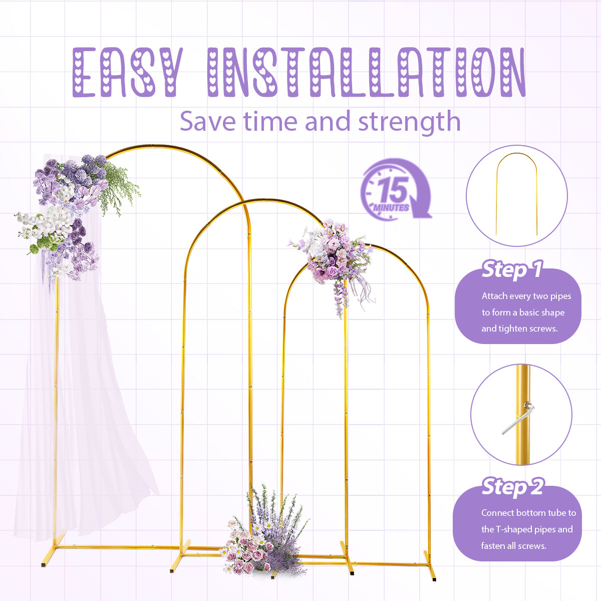 3Pack Golden Metal Arch Kits,  - مراجعة Backdrop Stand Kit وسعره