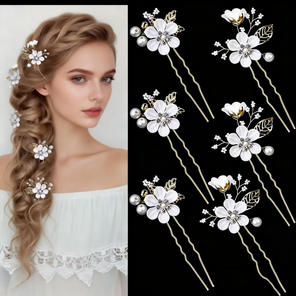 6-Piece Floral Pearl Hairpin S - مراجعة Photography Date وسعره