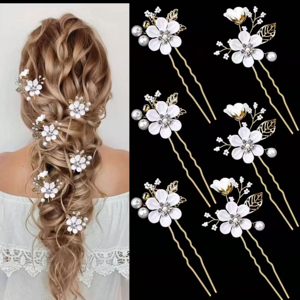 6-Piece Floral Pearl Hairpin S - مراجعة Photography Date وسعره