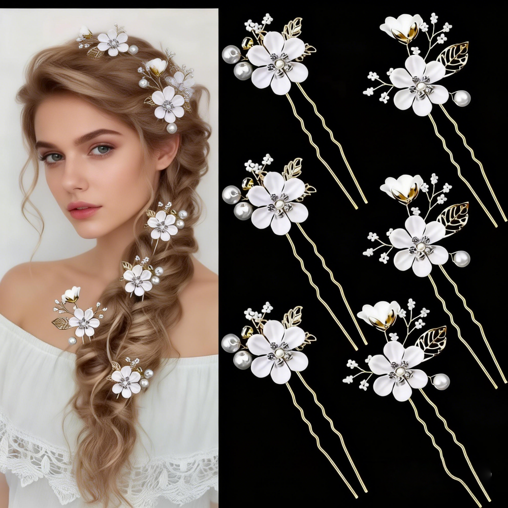 6-Piece Floral Pearl Hairpin S - مراجعة Photography Date وسعره